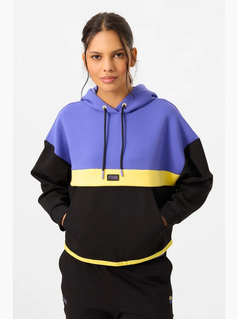 Conjunto de sudadera con capucha y pantalón color block tommy Negro Violeta - Kiabi