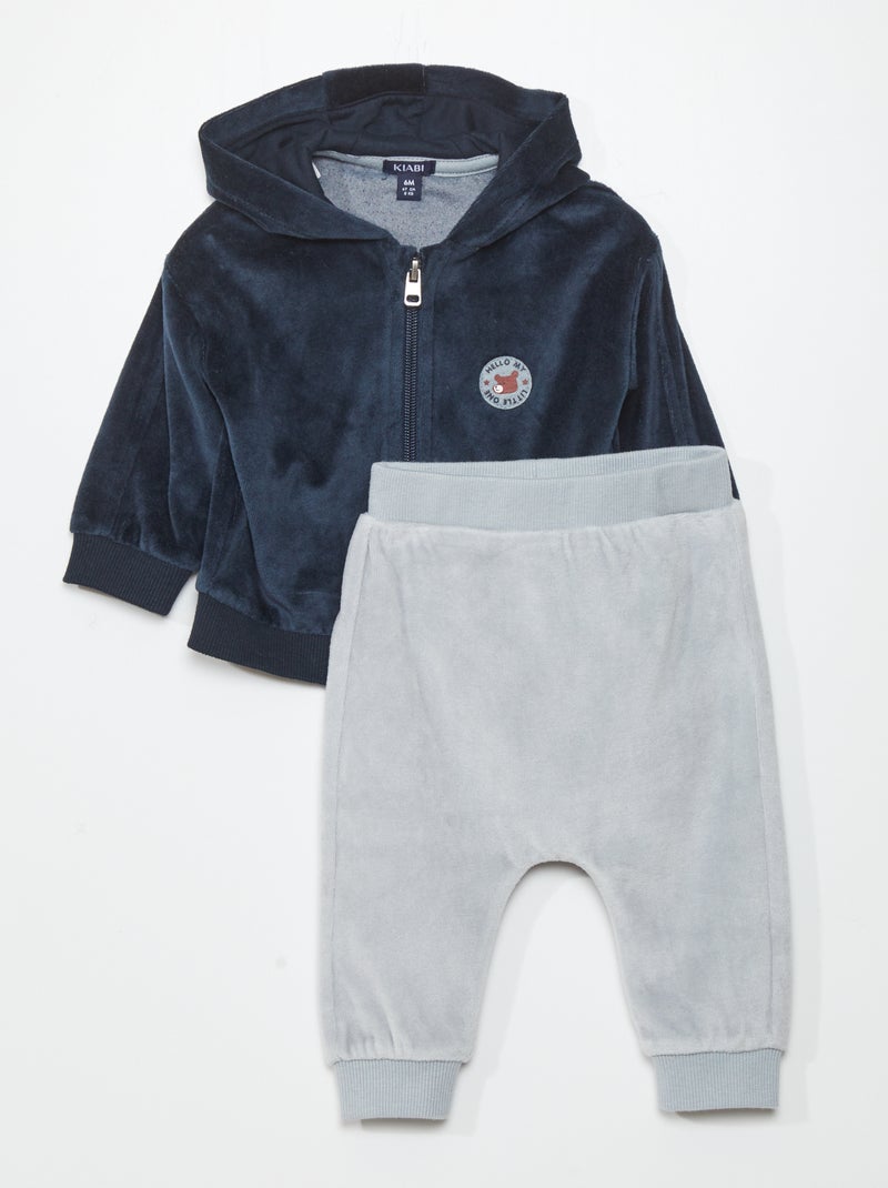 Conjunto de sudadera con cremallera + pantalón  - 2 piezas AZUL - Kiabi