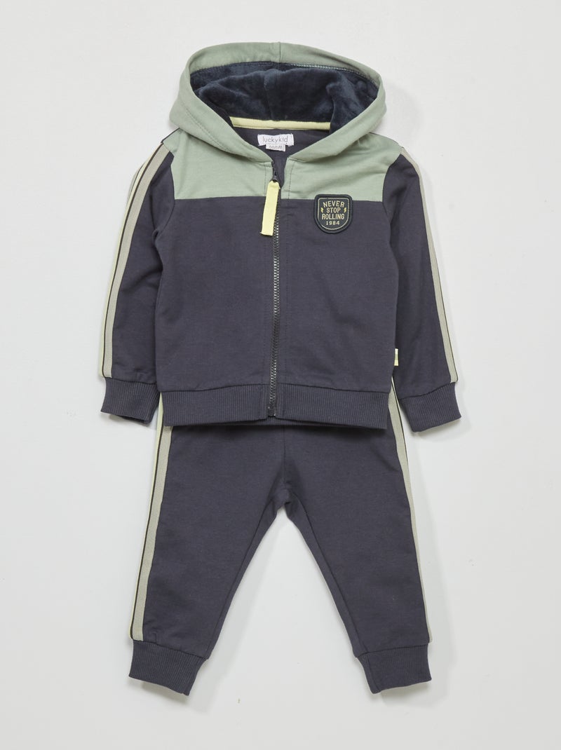 Conjunto de sudadera con cremallera + pantalón de jogging - 2 piezas AZUL - Kiabi