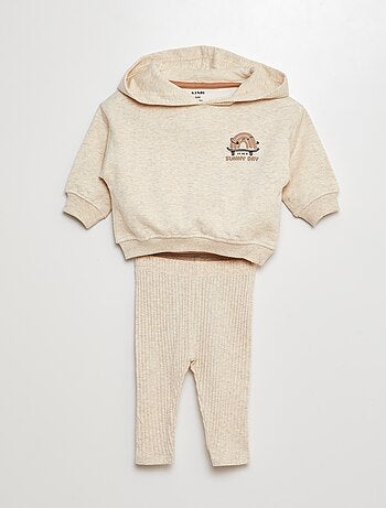 Conjunto de sudadera de chándal + legging de canalé - 2 piezas