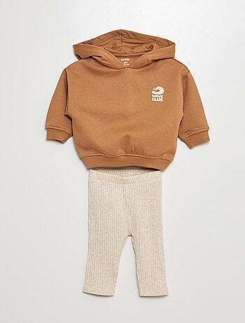 Conjunto de sudadera de chándal + legging de canalé - 2 piezas