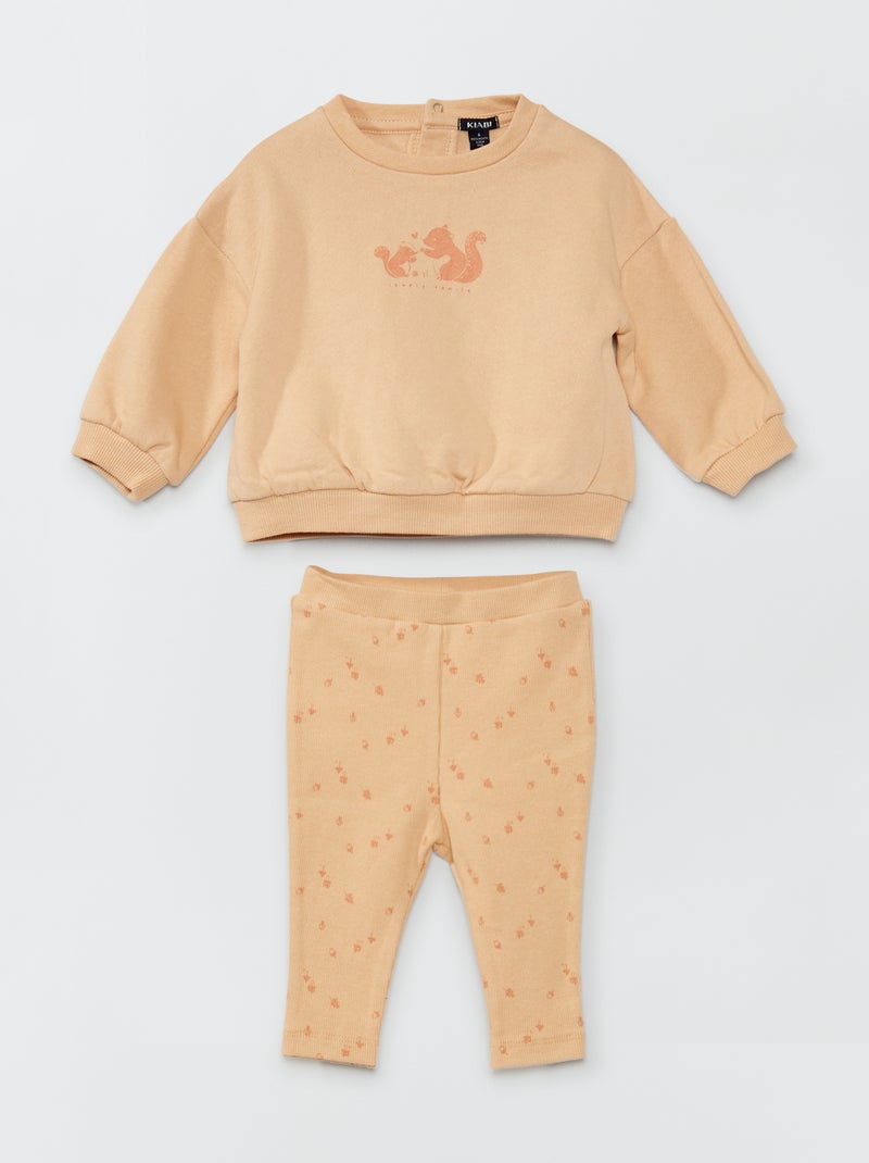 Conjunto de sudadera + legging  - 2 piezas BEIGE - Kiabi