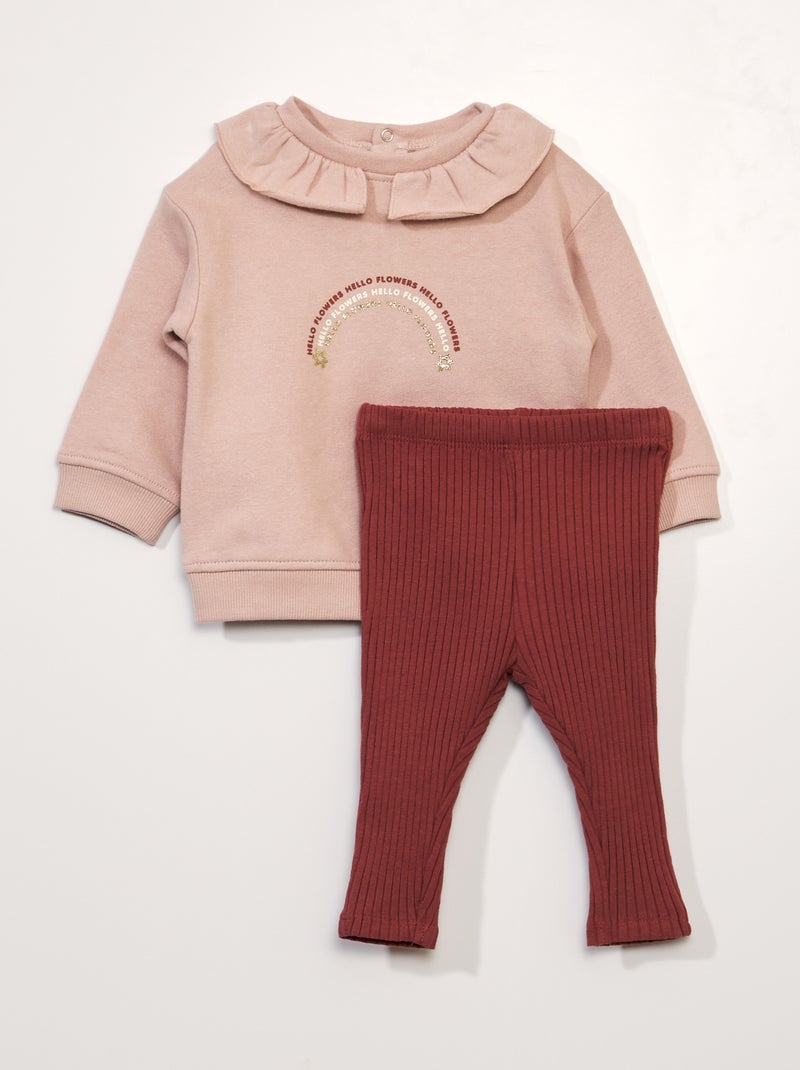 Conjunto de sudadera + legging - 2 piezas ROSA - Kiabi