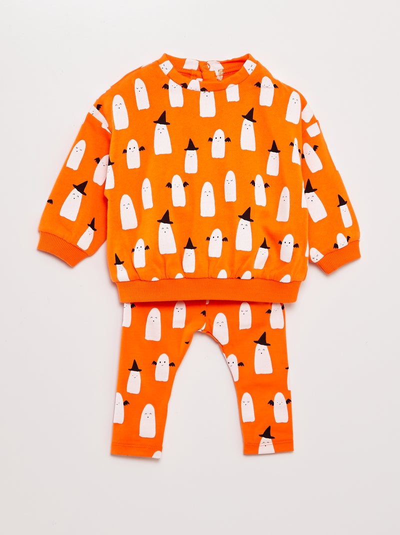 Conjunto de sudadera + legging - Halloween NARANJA - Kiabi