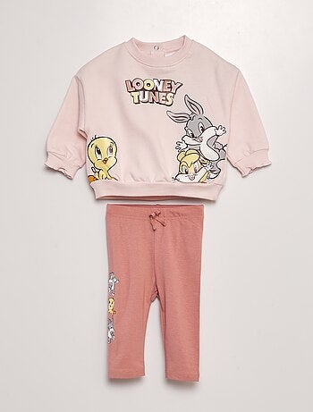 Conjunto de sudadera + legging de canalé 'Looney Toons' - 2 piezas