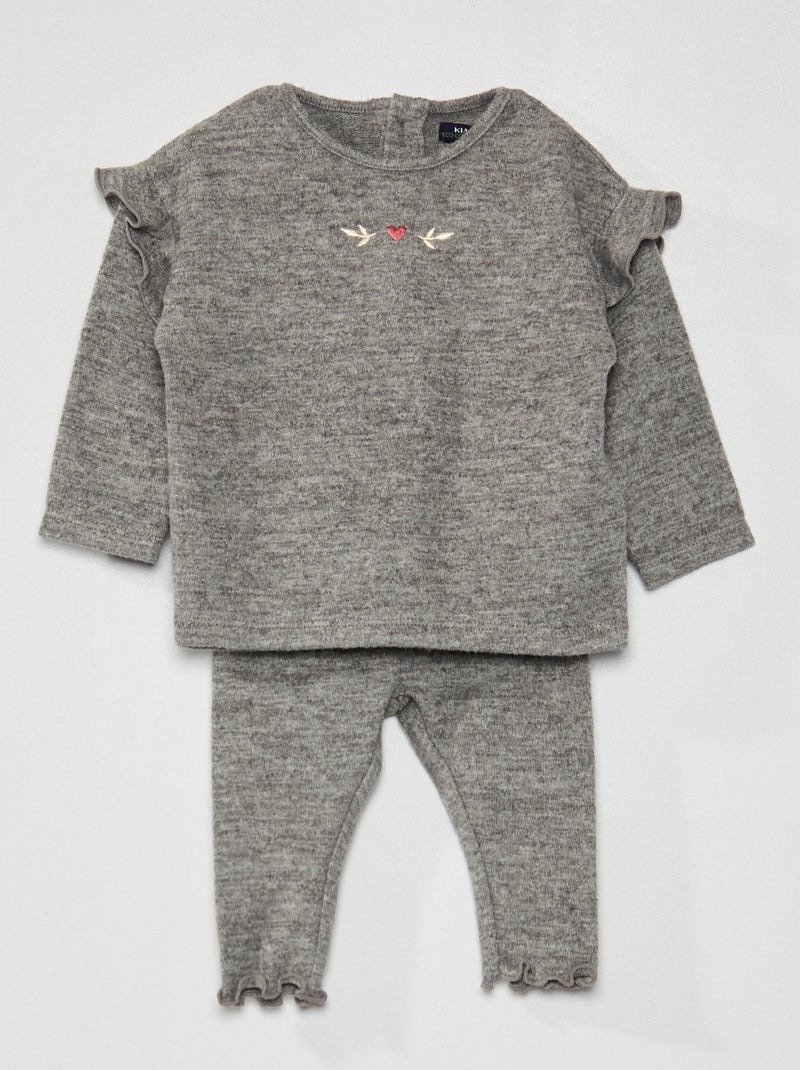 Conjunto de sudadera + legging de punto GRIS - Kiabi