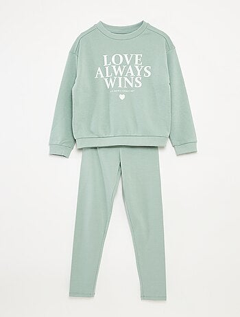 Conjunto de sudadera + legging estampado - 2 piezas