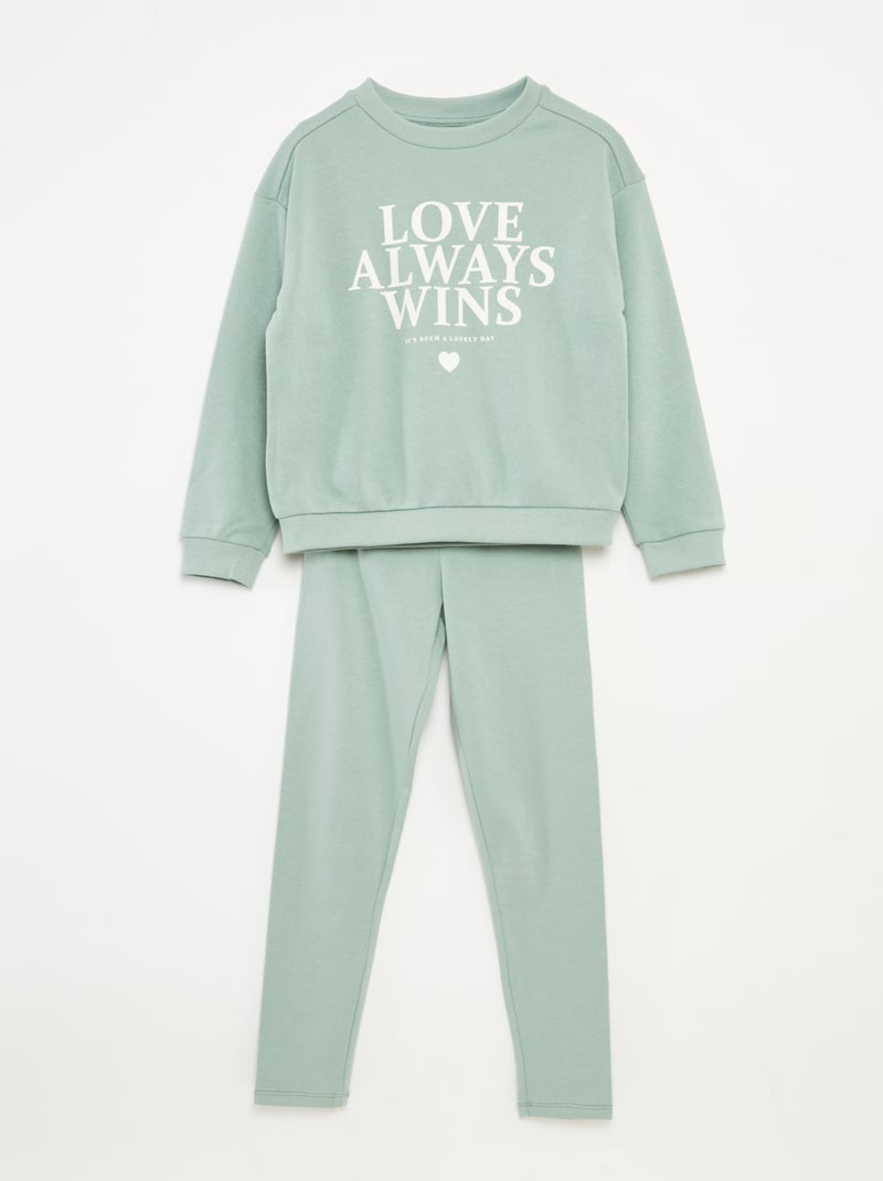 Conjunto de sudadera + legging estampado - 2 piezas Azul - Kiabi