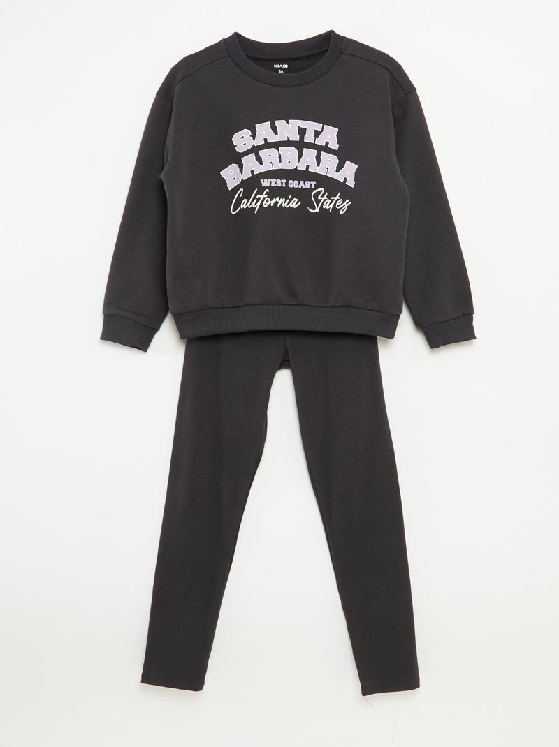 Conjunto de sudadera + legging estampado - 2 piezas Gris - Kiabi