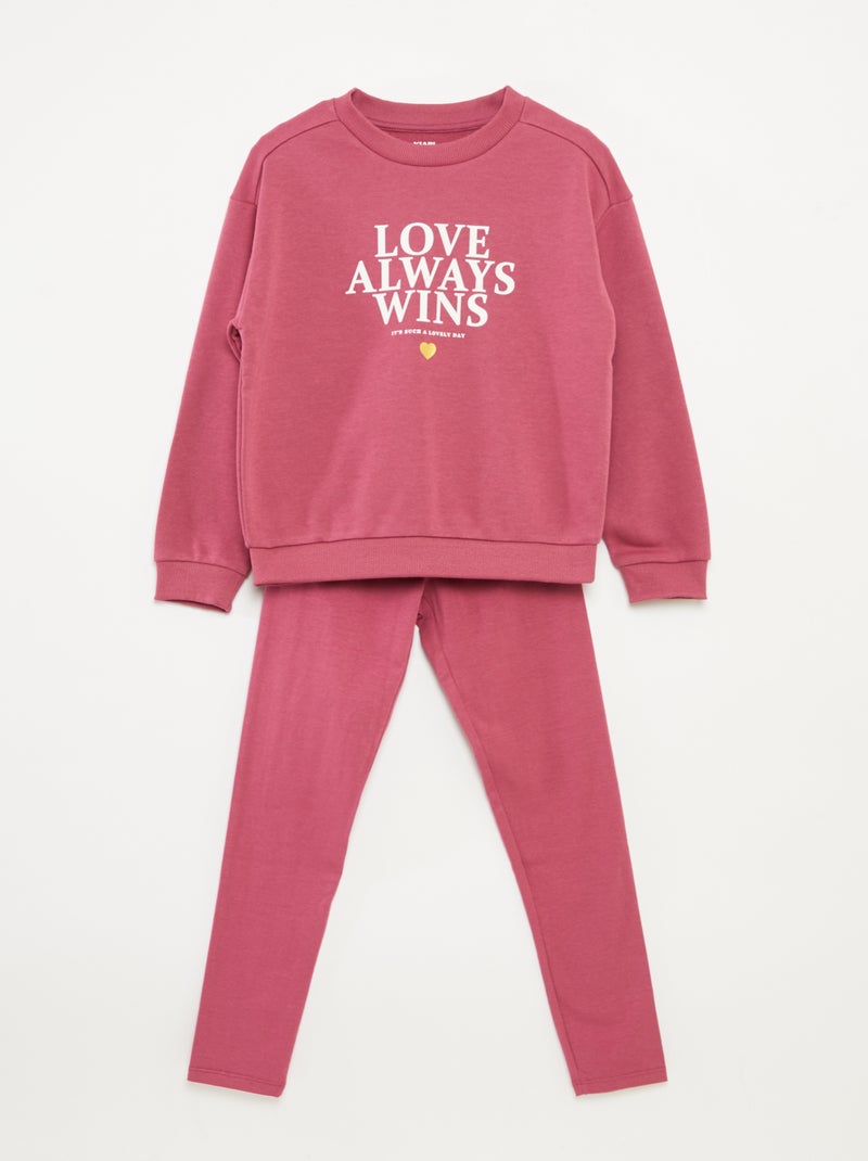 Conjunto de sudadera + legging estampado - 2 piezas Rosa - Kiabi
