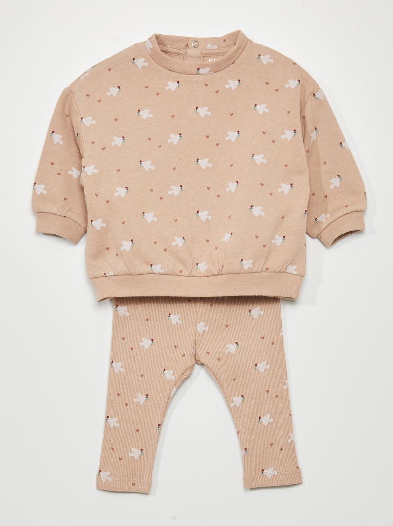 Conjunto de sudadera + pantalón - 2 piezas BEIGE - Kiabi
