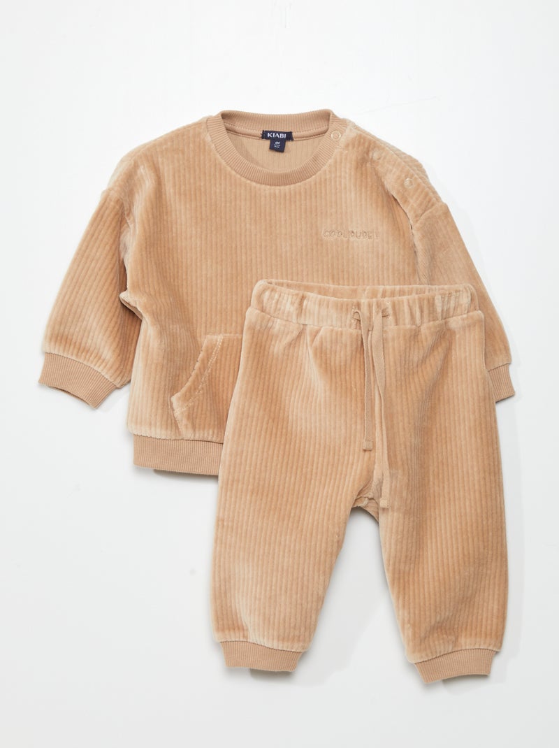 Conjunto de sudadera + pantalón - 2 piezas BEIGE - Kiabi