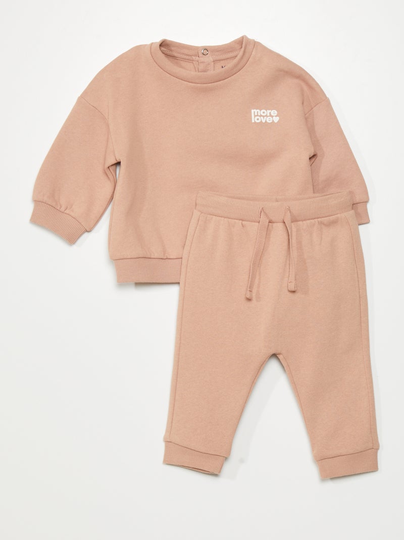 Conjunto de sudadera + pantalón de jogging - 2 piezas BEIGE - Kiabi