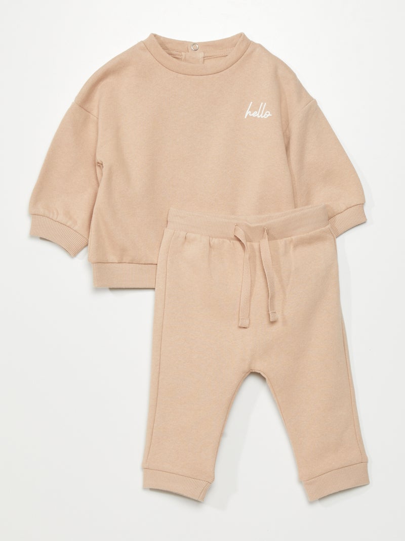 Conjunto de sudadera + pantalón de jogging - 2 piezas BEIGE - Kiabi