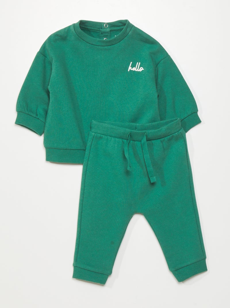 Conjunto de sudadera + pantalón de jogging - 2 piezas VERDE - Kiabi