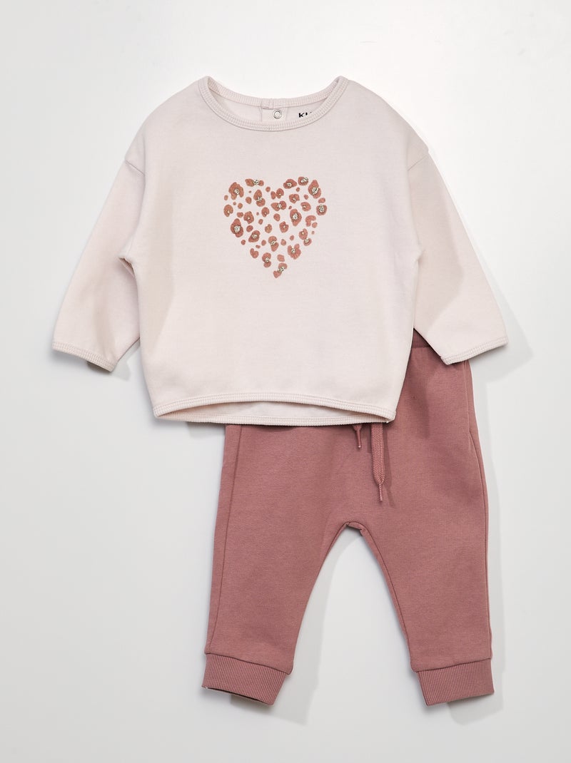 Conjunto de sudadera + pantalón de jogging con detalle ROSA - Kiabi