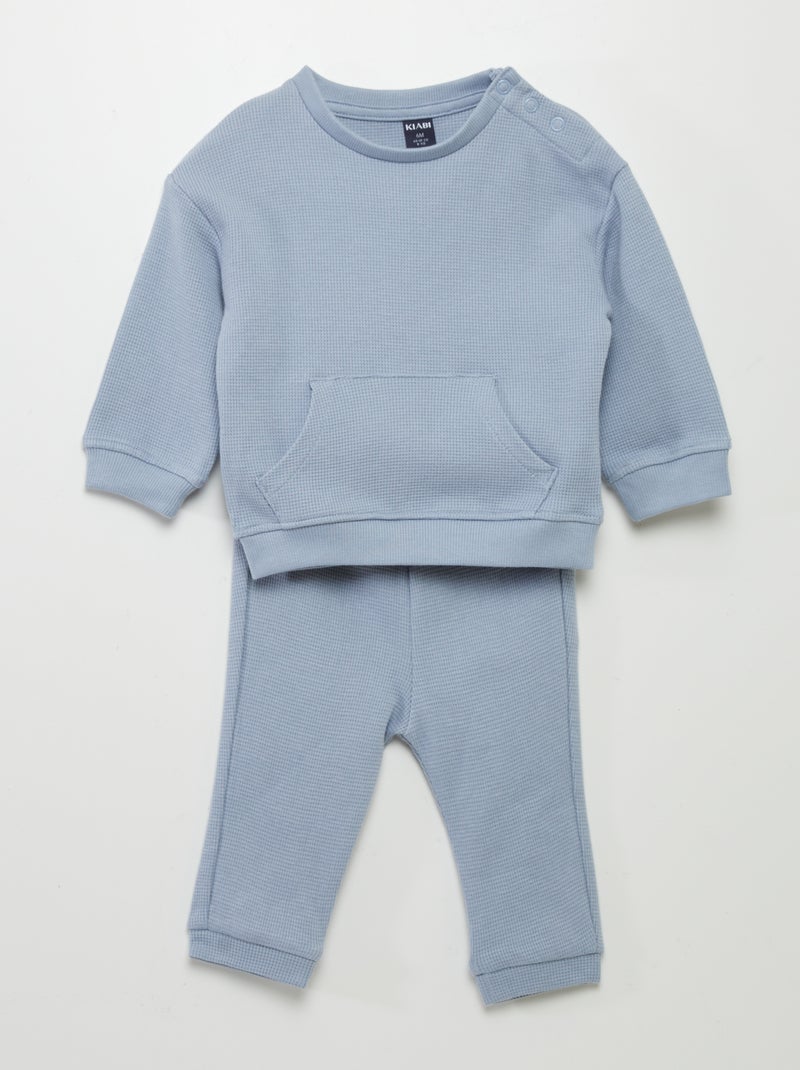 Conjunto de sudadera + pantalón de nido de abeja - 2 piezas AZUL - Kiabi
