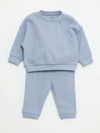 Conjunto de sudadera + pantalón de nido de abeja - 2 piezas