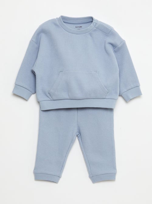 Conjunto de sudadera + pantalón de nido de abeja - 2 piezas - Kiabi