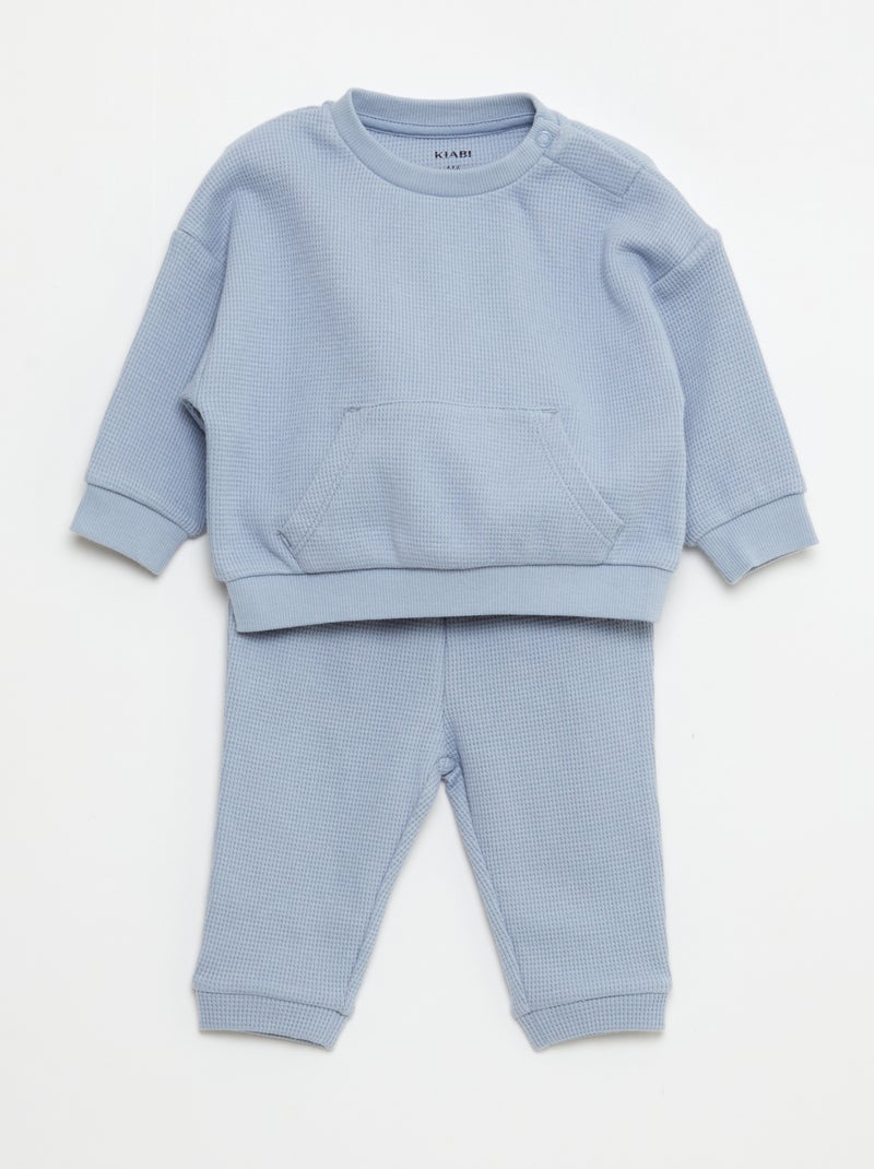 Conjunto de sudadera + pantalón de nido de abeja - 2 piezas Azul - Kiabi