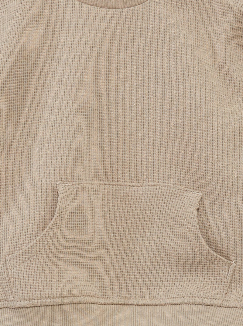 Conjunto de sudadera + pantalón de nido de abeja - 2 piezas beige - Kiabi