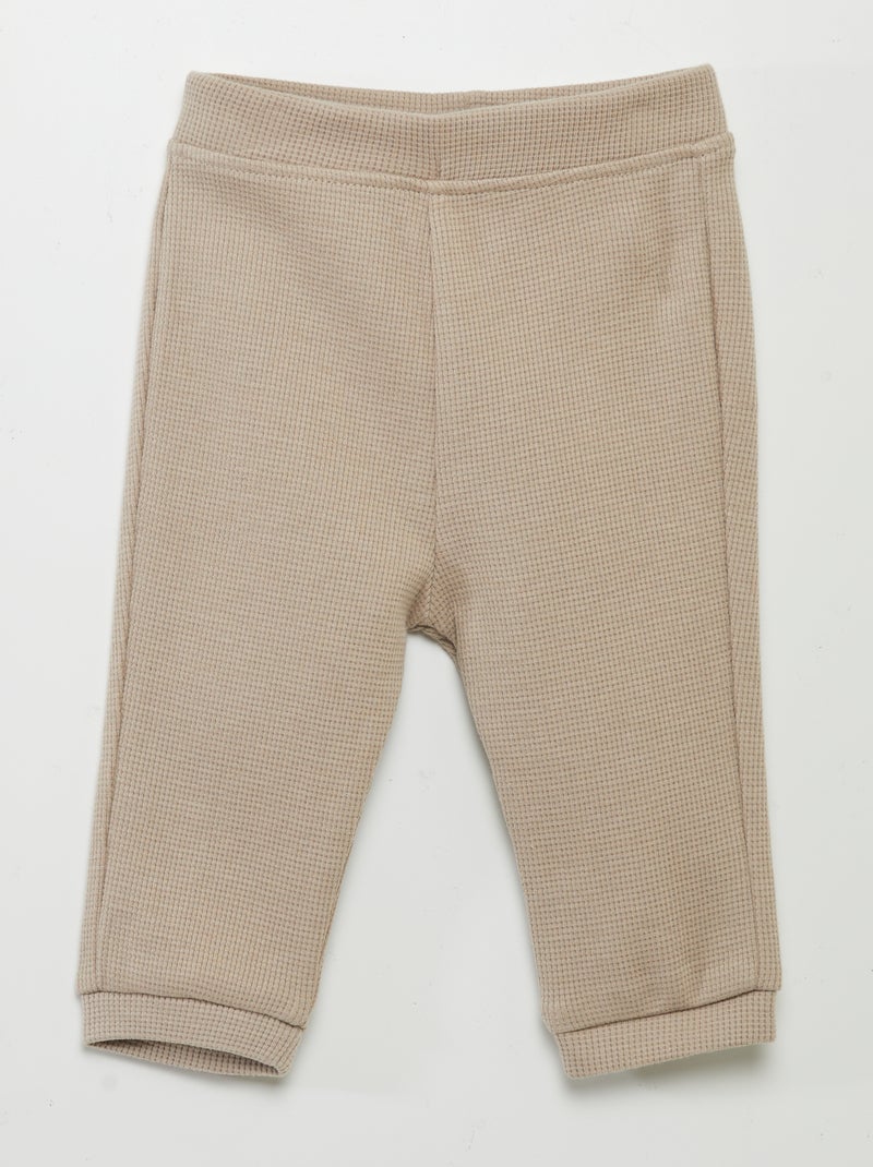 Conjunto de sudadera + pantalón de nido de abeja - 2 piezas beige - Kiabi