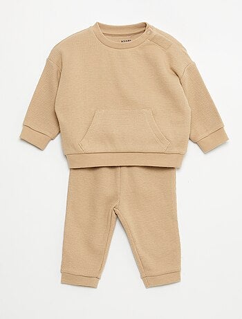 Conjunto de sudadera + pantalón de nido de abeja - 2 piezas