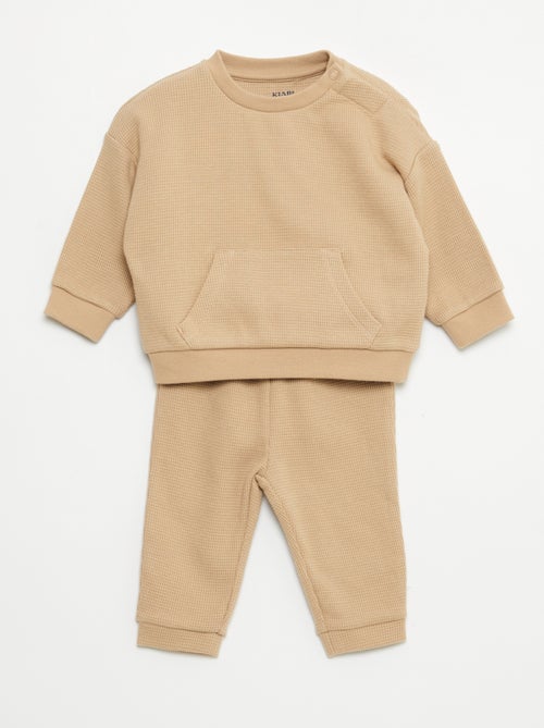 Conjunto de sudadera + pantalón de nido de abeja - 2 piezas - Kiabi