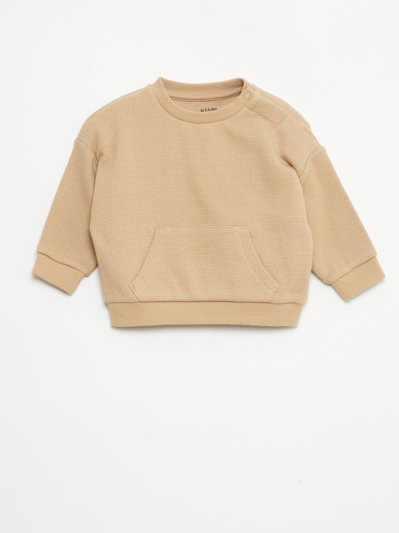 Conjunto de sudadera + pantalón de nido de abeja - 2 piezas Beige - Kiabi