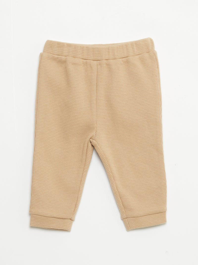 Conjunto de sudadera + pantalón de nido de abeja - 2 piezas Beige - Kiabi