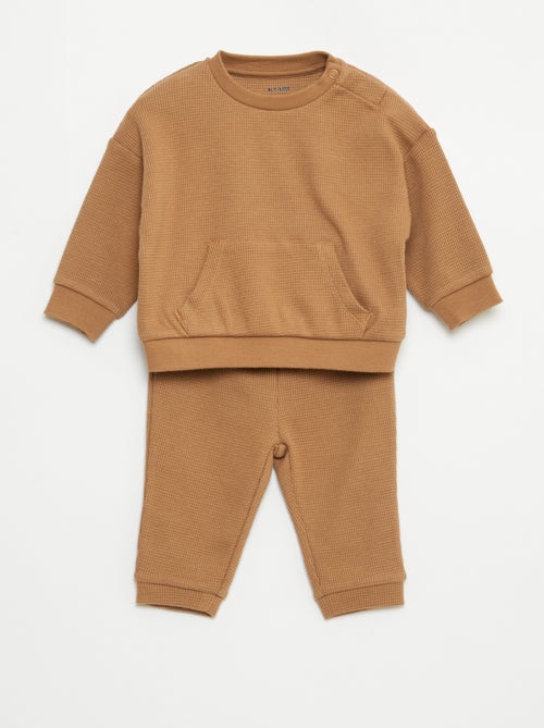 Conjunto de sudadera + pantalón de nido de abeja - 2 piezas - Kiabi
