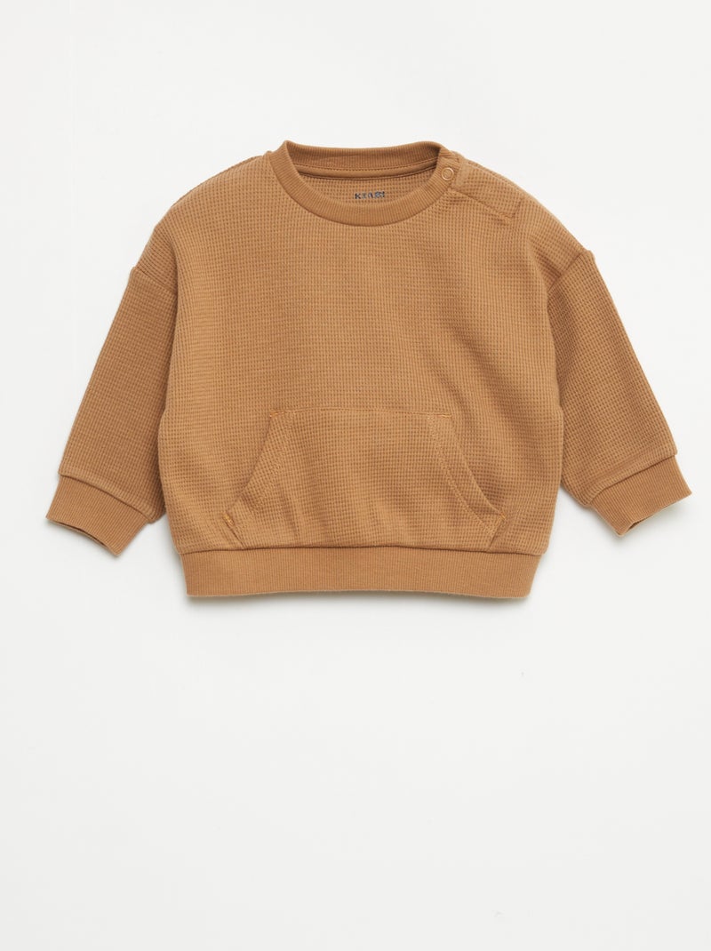 Conjunto de sudadera + pantalón de nido de abeja - 2 piezas Beige - Kiabi