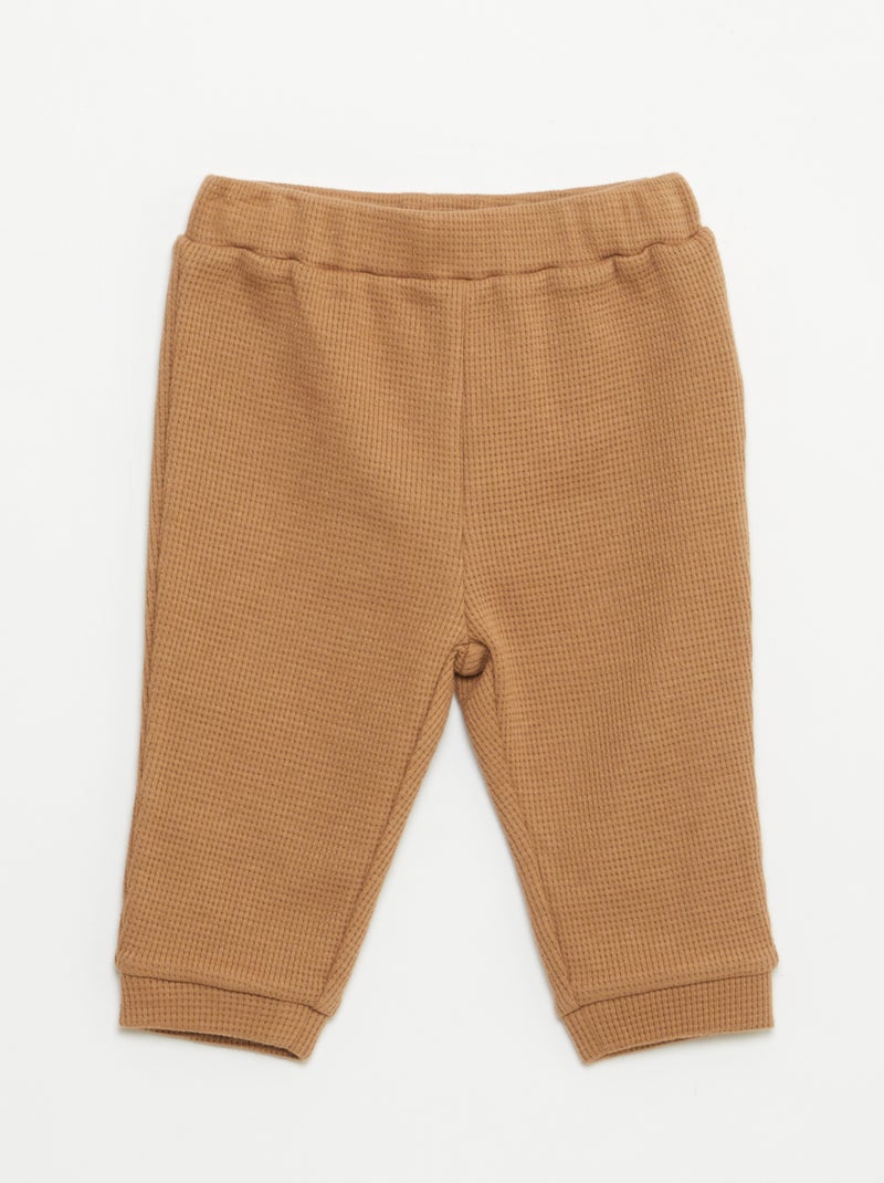 Conjunto de sudadera + pantalón de nido de abeja - 2 piezas Beige - Kiabi