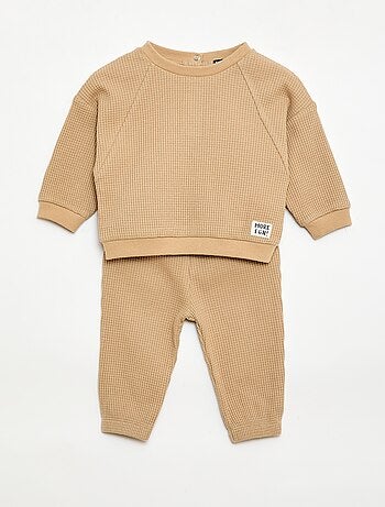 Conjunto de sudadera + pantalón de nido de abeja - 2 piezas