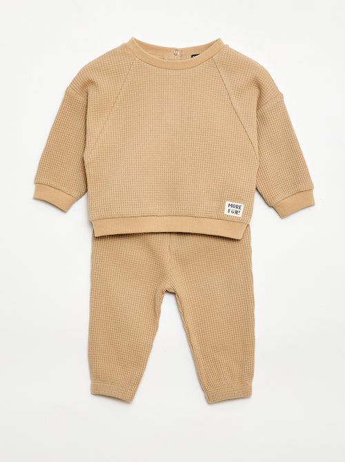 Conjunto de sudadera + pantalón de nido de abeja - 2 piezas - Kiabi