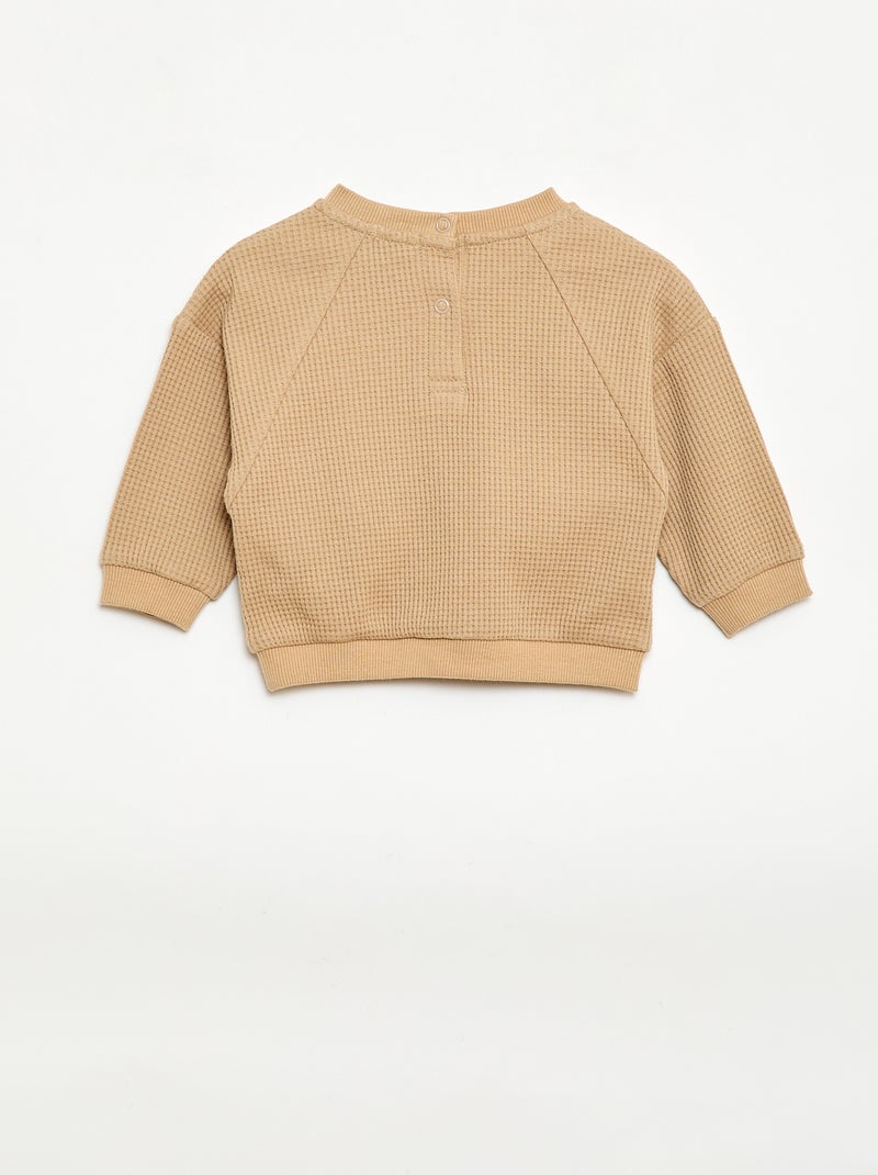 Conjunto de sudadera + pantalón de nido de abeja - 2 piezas Beige - Kiabi