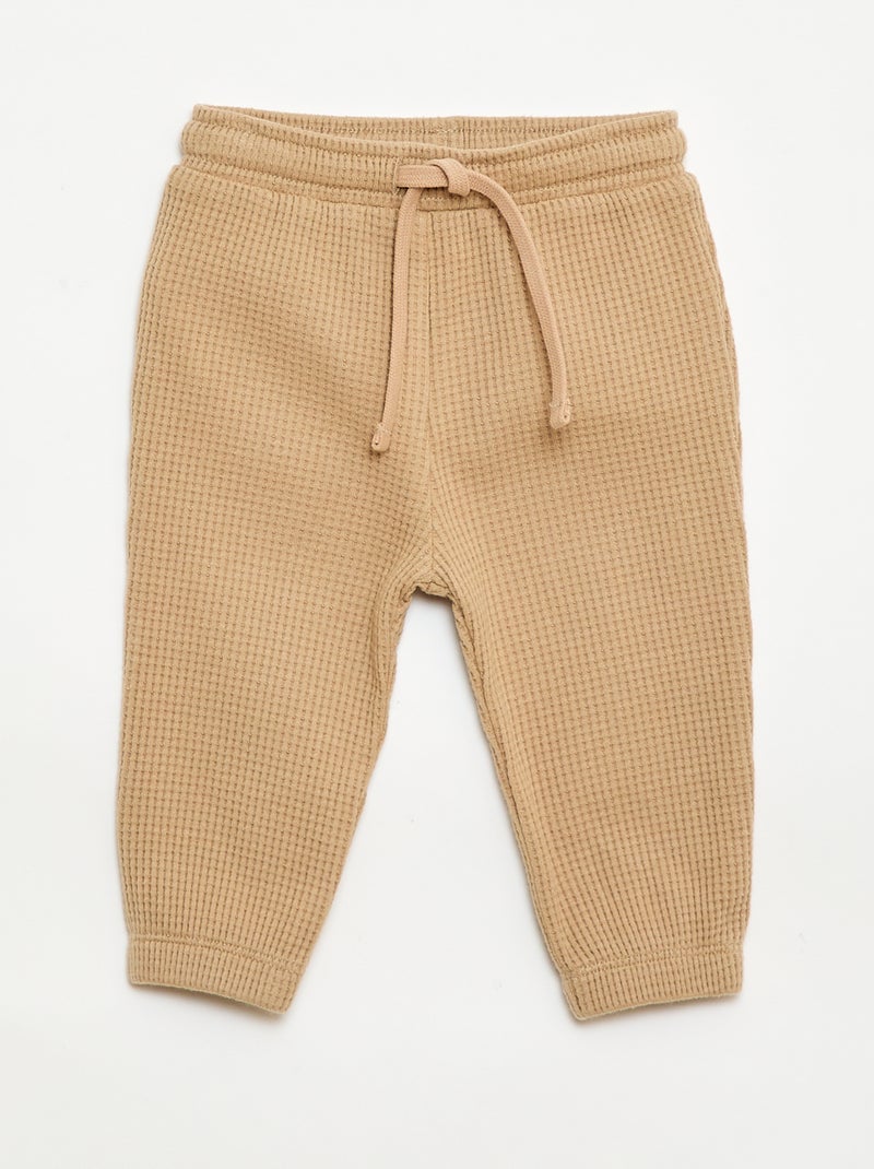Conjunto de sudadera + pantalón de nido de abeja - 2 piezas Beige - Kiabi