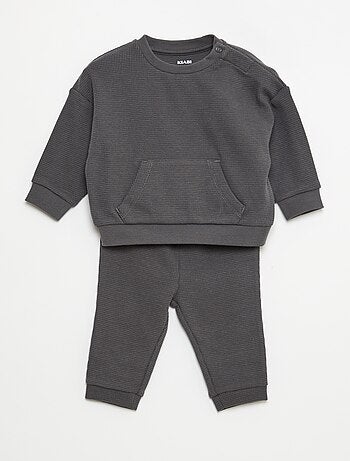 Conjunto de sudadera + pantalón de nido de abeja - 2 piezas