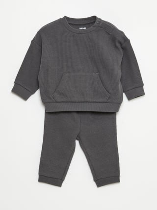 Conjunto de sudadera + pantalón de nido de abeja - 2 piezas