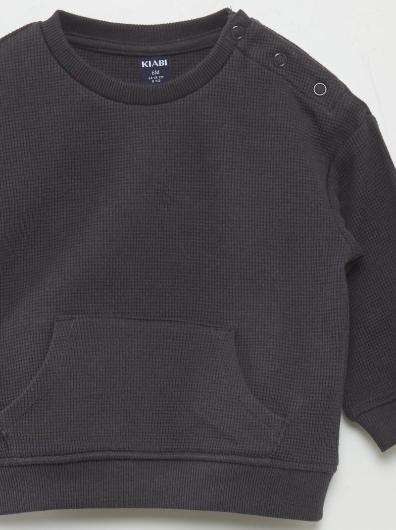 Conjunto de sudadera + pantalón de nido de abeja - 2 piezas NEGRO - Kiabi