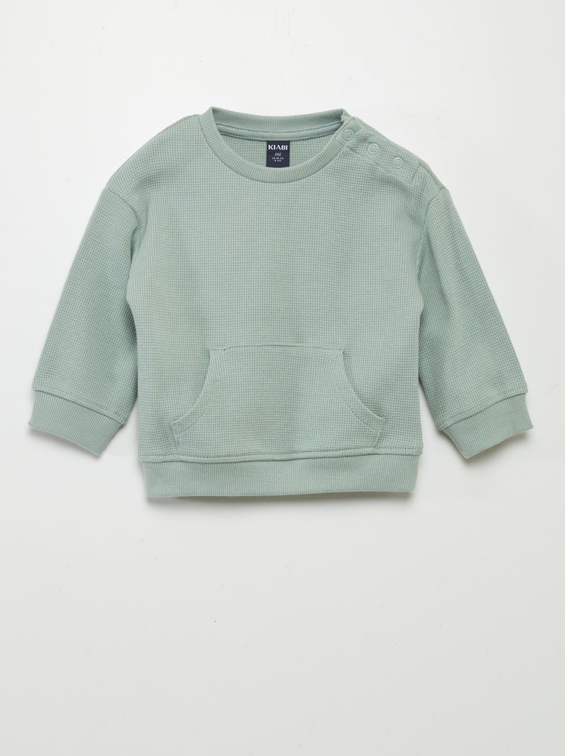Conjunto de sudadera + pantalón de nido de abeja - 2 piezas VERDE - Kiabi
