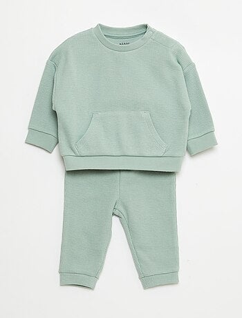 Conjunto de sudadera + pantalón de nido de abeja - 2 piezas