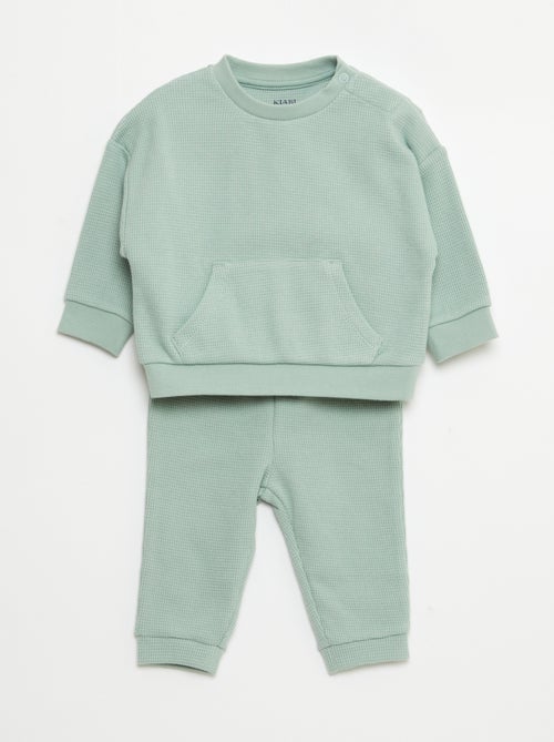 Conjunto de sudadera + pantalón de nido de abeja - 2 piezas - Kiabi