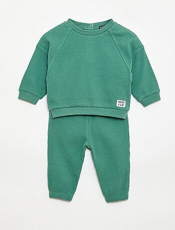 Conjunto de sudadera + pantalón de nido de abeja - 2 piezas