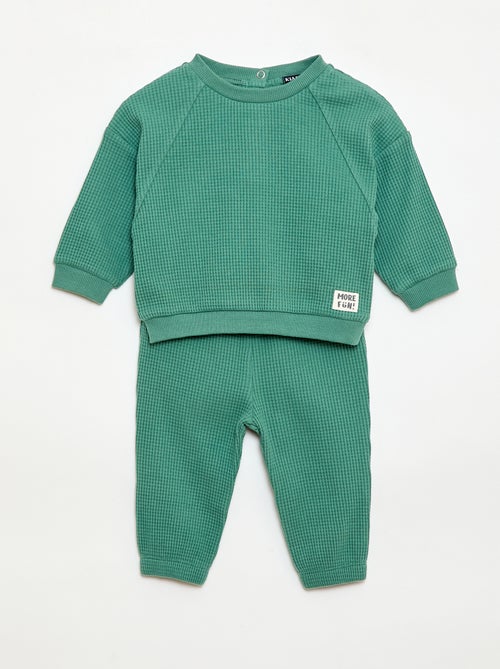 Conjunto de sudadera + pantalón de nido de abeja - 2 piezas - Kiabi