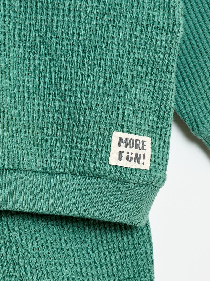 Conjunto de sudadera + pantalón de nido de abeja - 2 piezas Verde - Kiabi