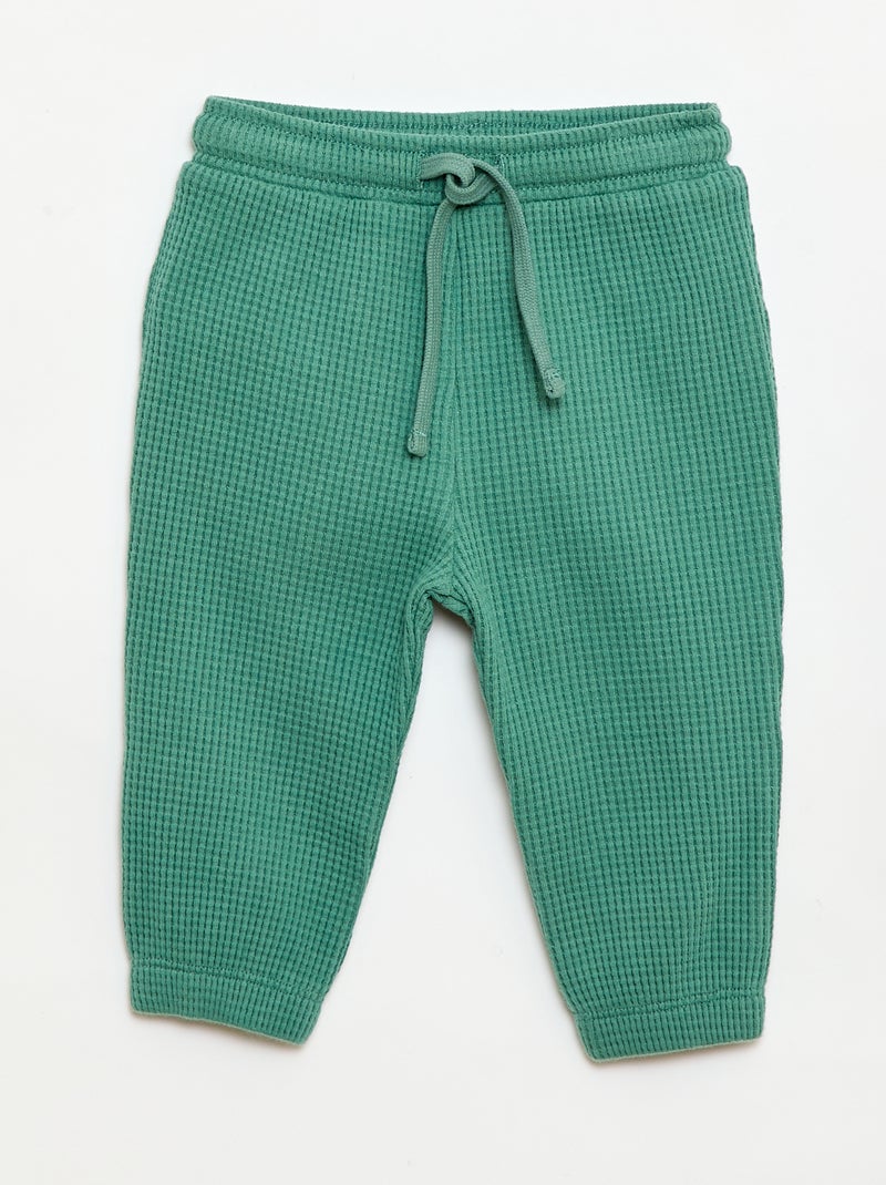 Conjunto de sudadera + pantalón de nido de abeja - 2 piezas Verde - Kiabi