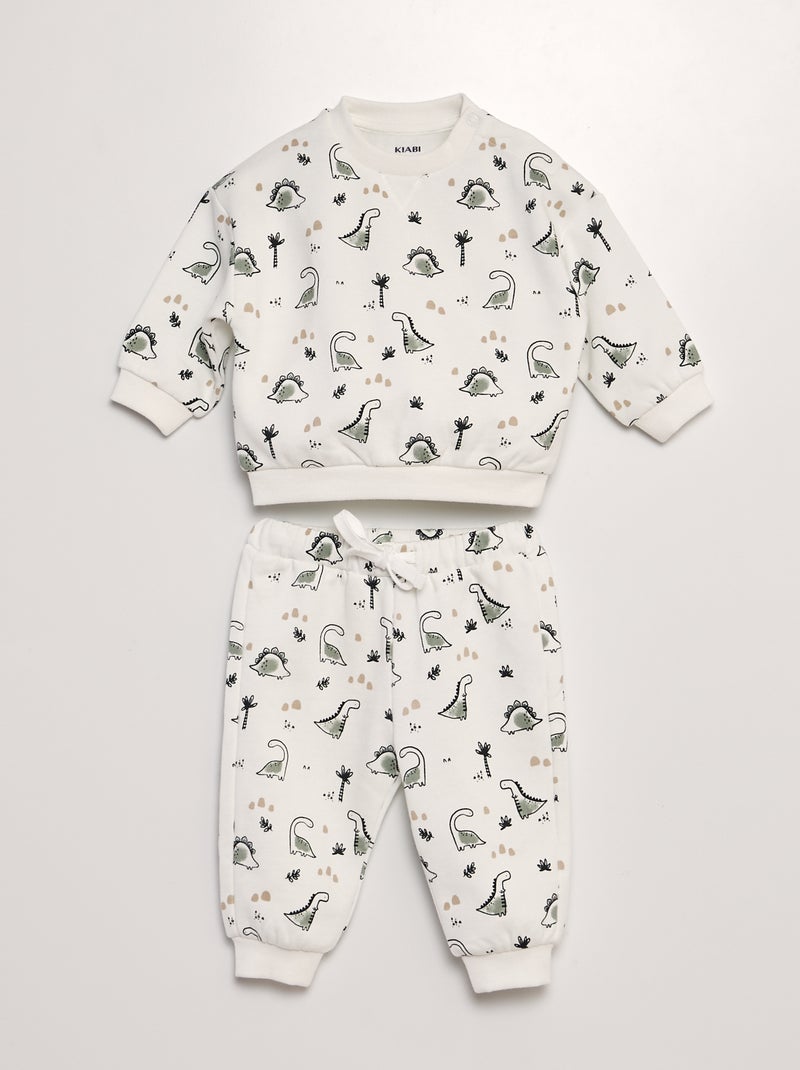 Conjunto de sudadera + pantalón estampado - 2 piezas BLANCO - Kiabi