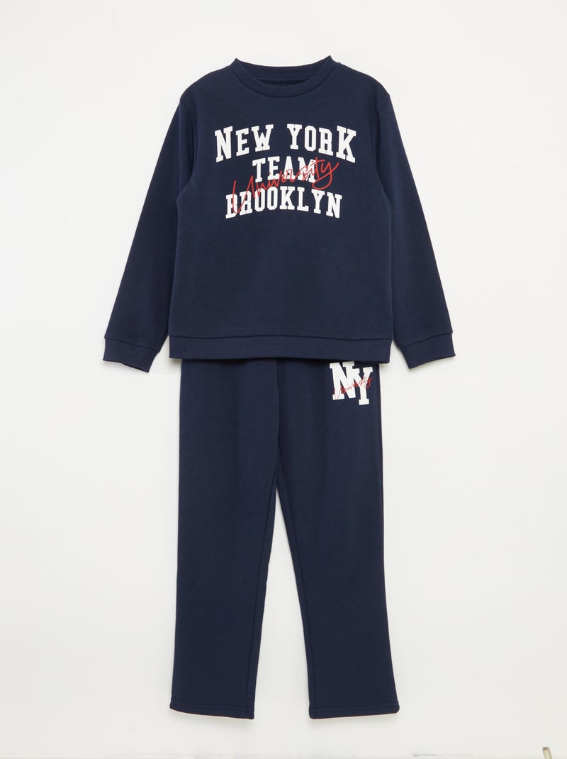 Conjunto de sudadera + pantalón estilo campus - 2 piezas Azul - Kiabi