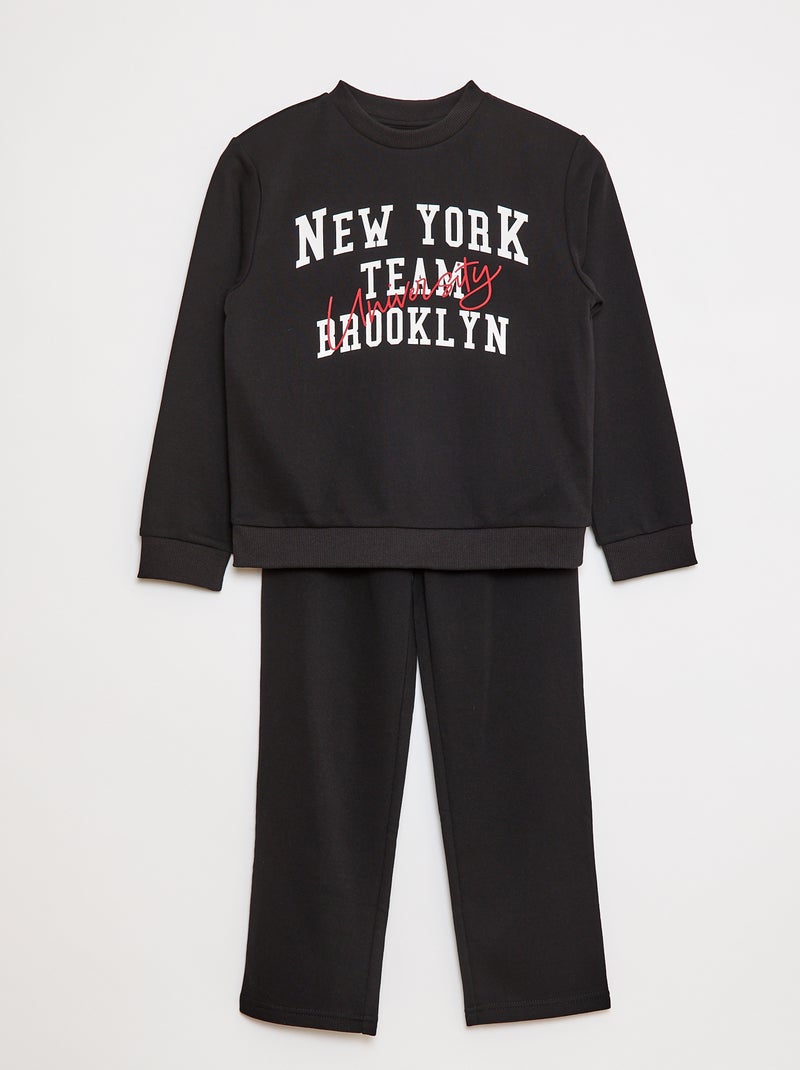 Conjunto de sudadera + pantalón estilo campus - 2 piezas Negro - Kiabi